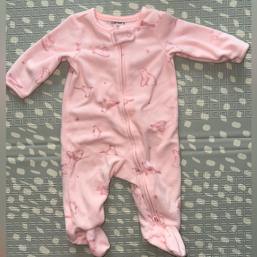 Carters Baby Girl Fleece Footie Pajama Onesies w/ Animals Size 3 Months
